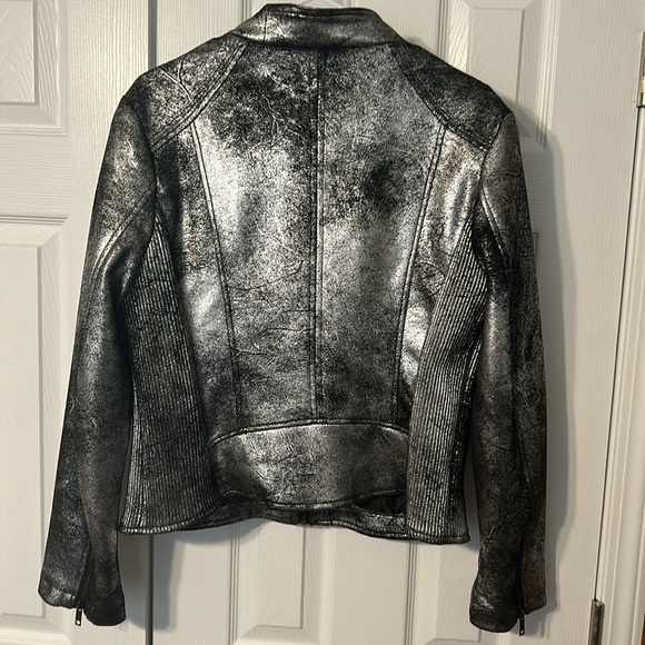 Rebecca Elliot Silver Metallic Bomber Jacket - Picture 4 of 7
